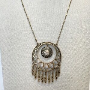 Dream Catcher Pendant Necklace Gold-Tone Southwest Western Jessica Simpson‎